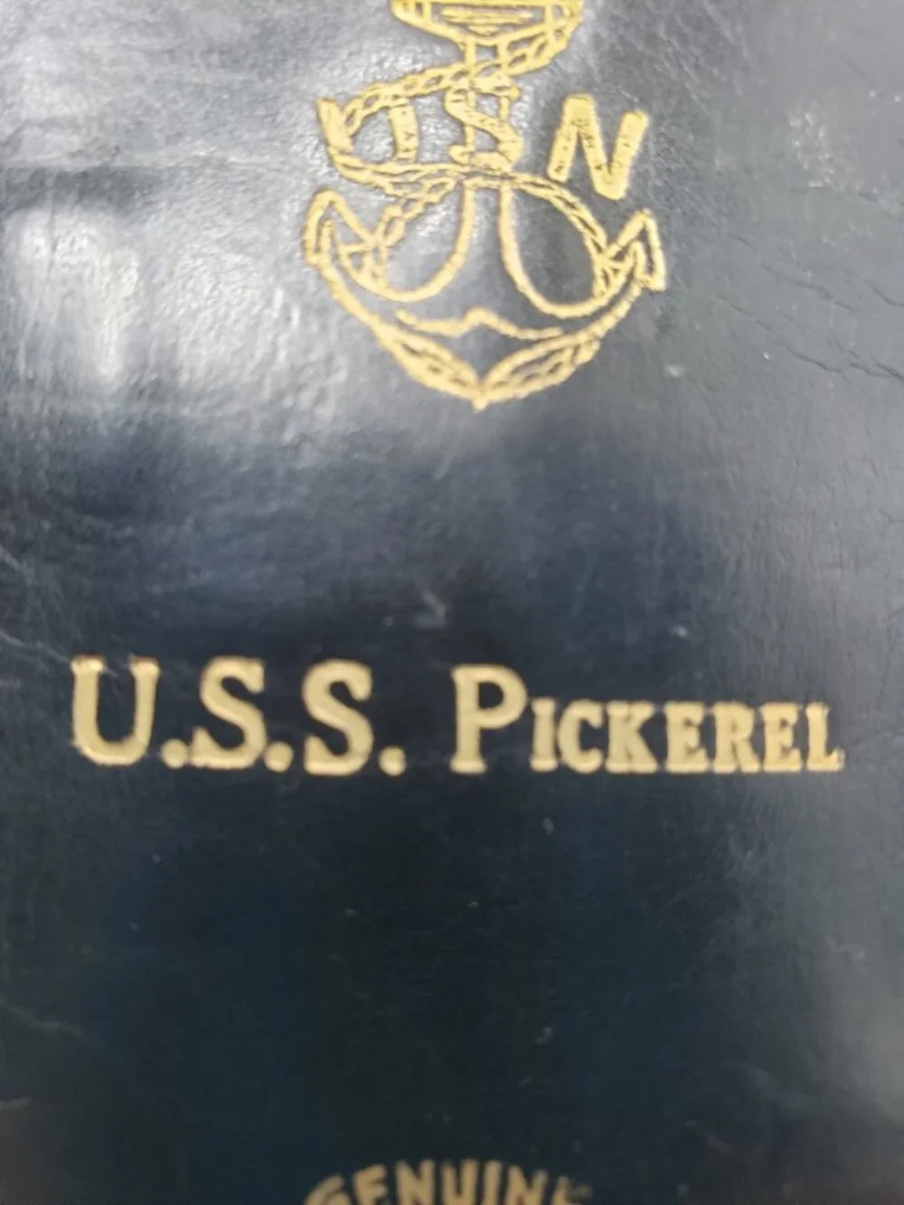 Vintage USS Pickerel US Navy Submarine Genuine Calf Leather Wallet USN